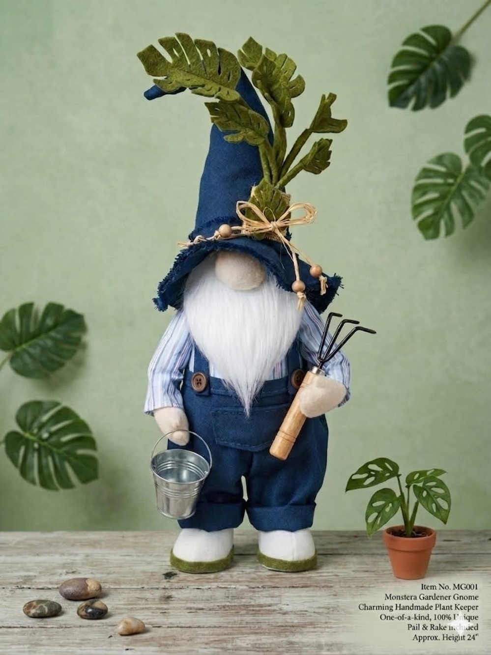 Monstera Gardener Figure Charming Handmade Plant Keeper